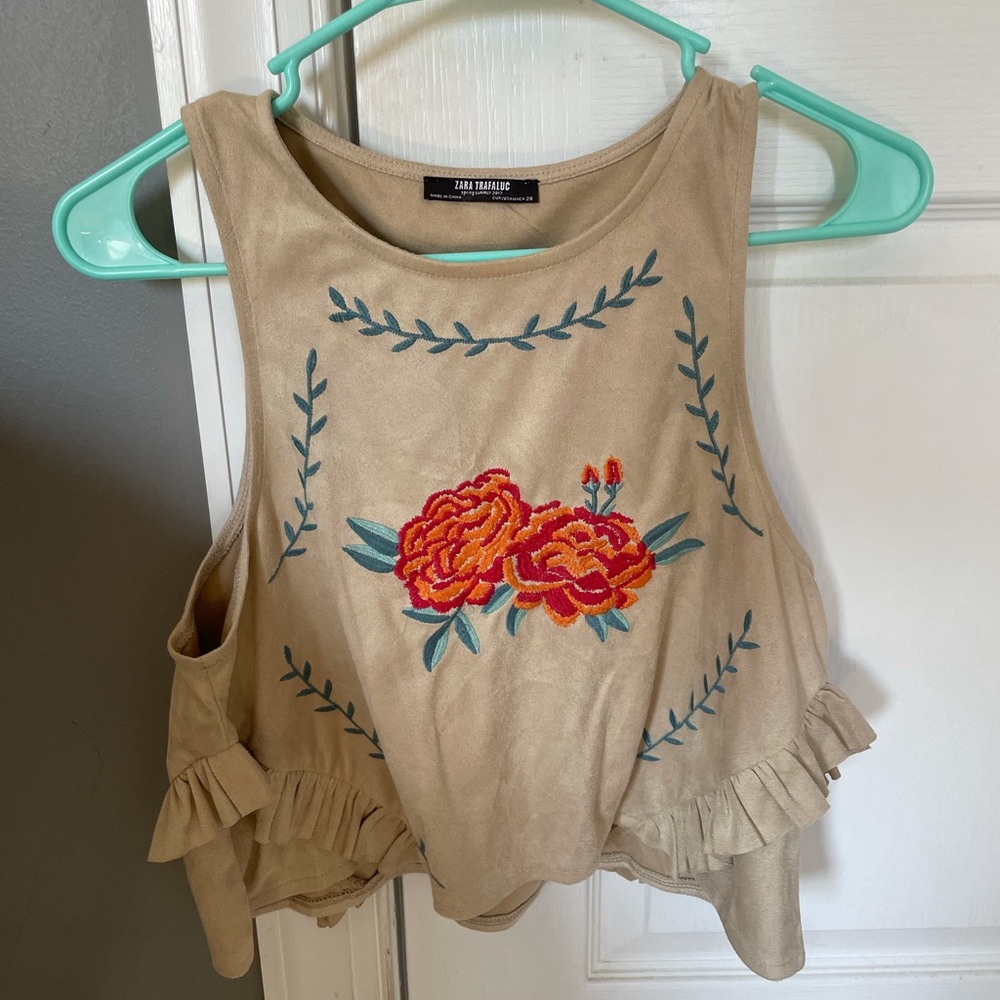 Zara faux suede top